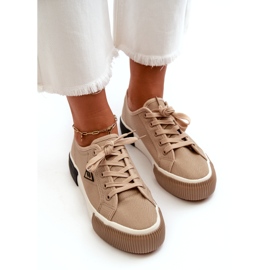 MSMG Niskie Trampki Damskie Brązowe 2