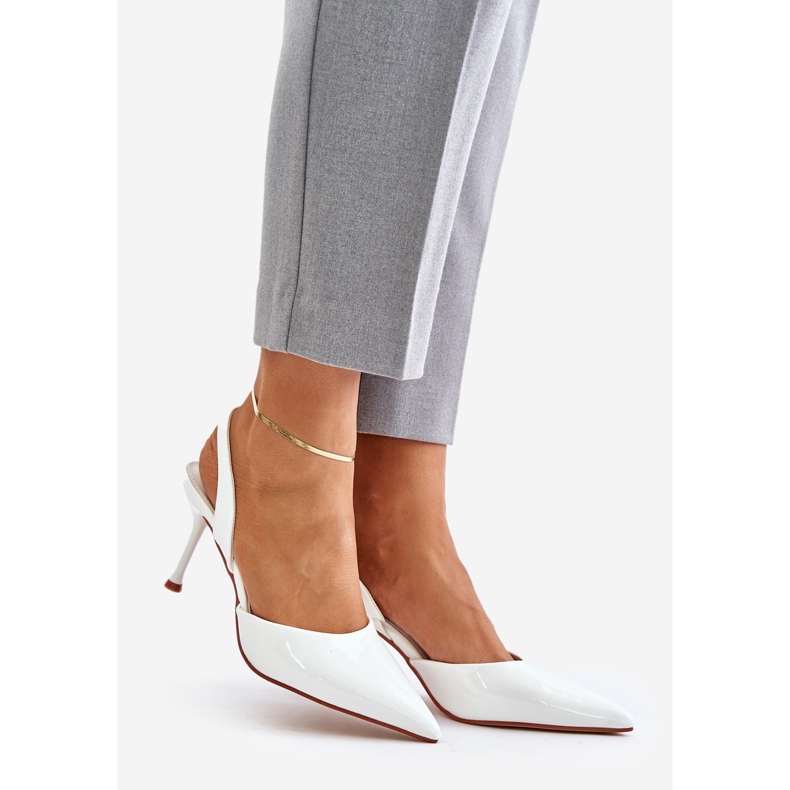 Lakierowane Szpilki Z Odkrytą Piętą Białe Emmizola 1