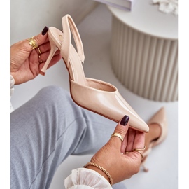 Lakierowane Szpilki Z Odkrytą Piętą Beżowe Emmizola beżowy 2