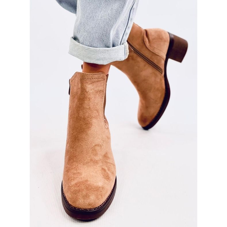 Botki na szerokim obcasie Fill Beige beżowy 1