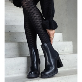 Czarne wsuwane botki na słupku z eko-skóry Motena 2