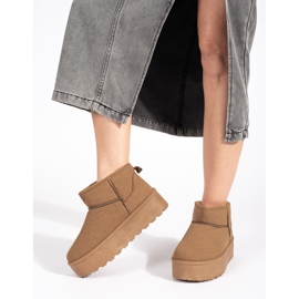 Seastar Beżowe ocieplane śniegowce damskie na platformie beżowy 2