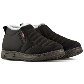 Niskie czarne ocieplane buty zimowe śniegowce botki damske do kostki 1