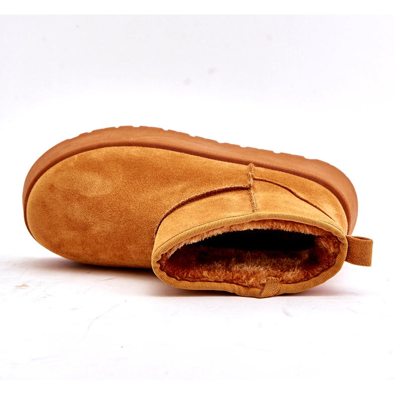 News Niskie śniegowce damskie na platformie ocieplane futerkiem camel brązowe 1