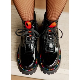 Skórzane Lakierowane Botki Workery Na Zamek Czarne Anafra 2