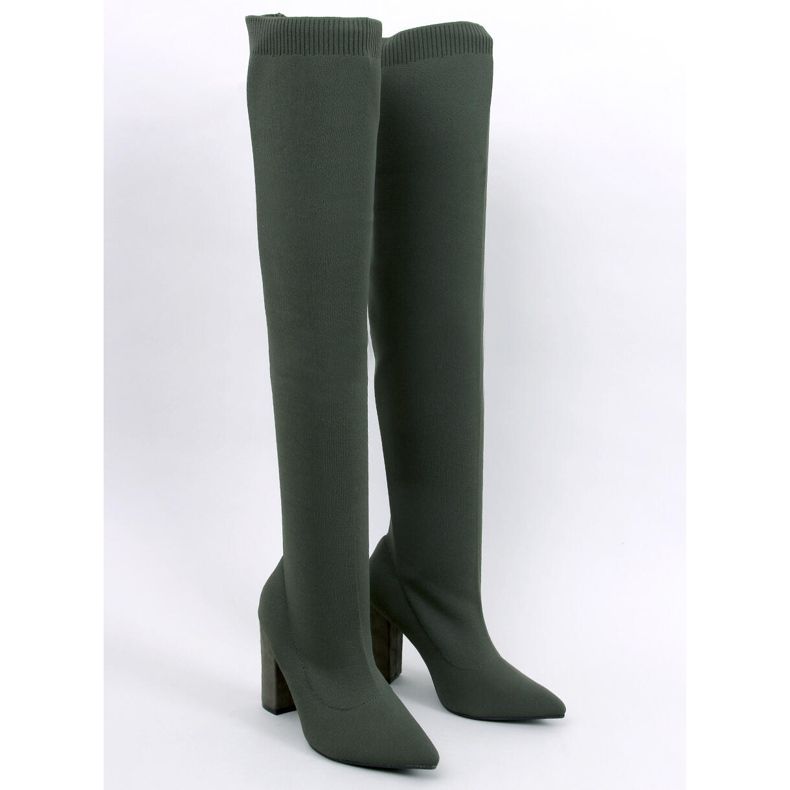 Muszkieterki na obcasie elastyczne Veronica Green zielone 1