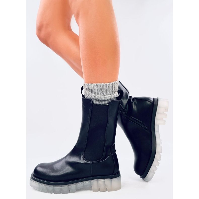 Sztyblety z wysoką cholewką Troy Black czarne 2