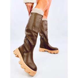 Oficerki na grubej podeszwie Hewes Army Green zielone 2