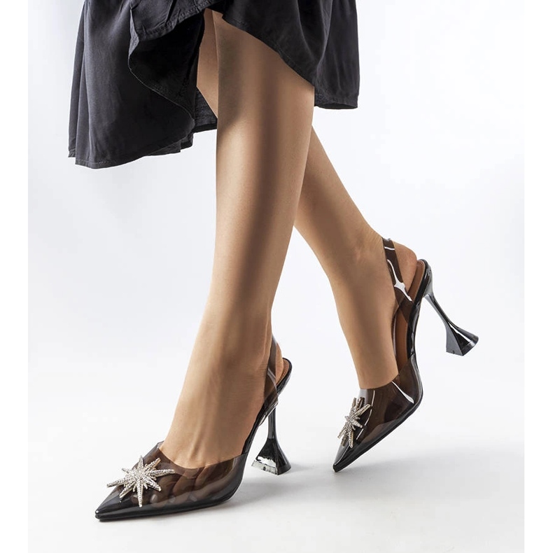 Czarne transparentne czółenka Huette 1