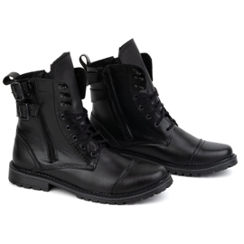 Olivier Buty męskie botki militarne motocyklowe skórzane 83KZ czarne 4