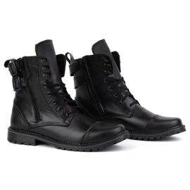 Olivier Buty męskie botki militarne motocyklowe skórzane 83KZ czarne 5