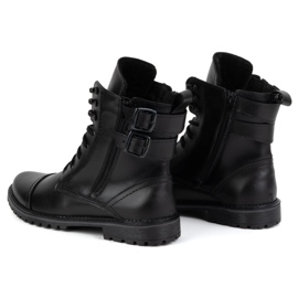 Olivier Buty męskie botki militarne motocyklowe skórzane 83KZ czarne 6