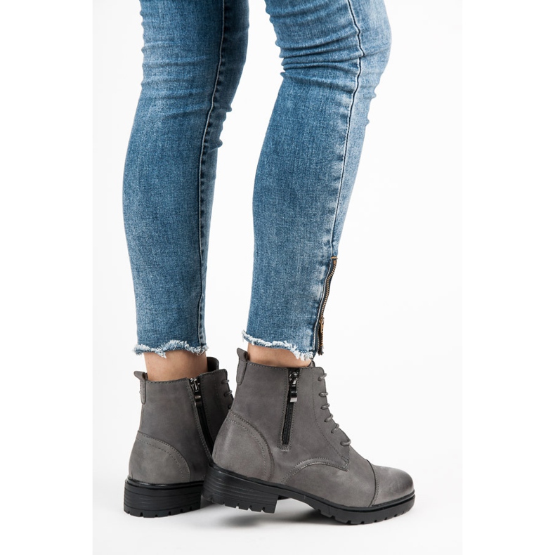 Mazaro Skórzane workery szare 1