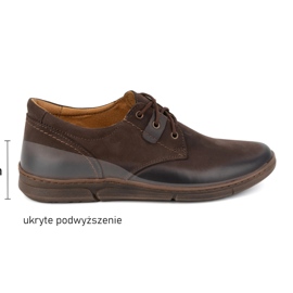 Olivier Buty męskie podwyższające Casual sznurowane skórzane 237KZ + 2,5 cm Brązowe 8