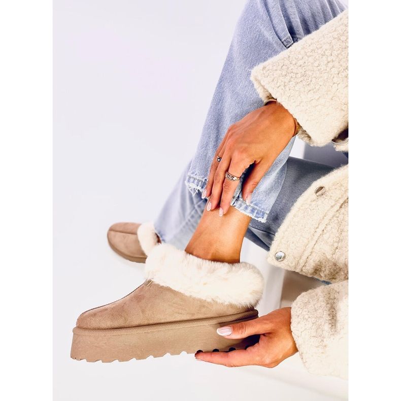 Śniegowce krótkie z futerkiem Yogi Khaki beżowy 1