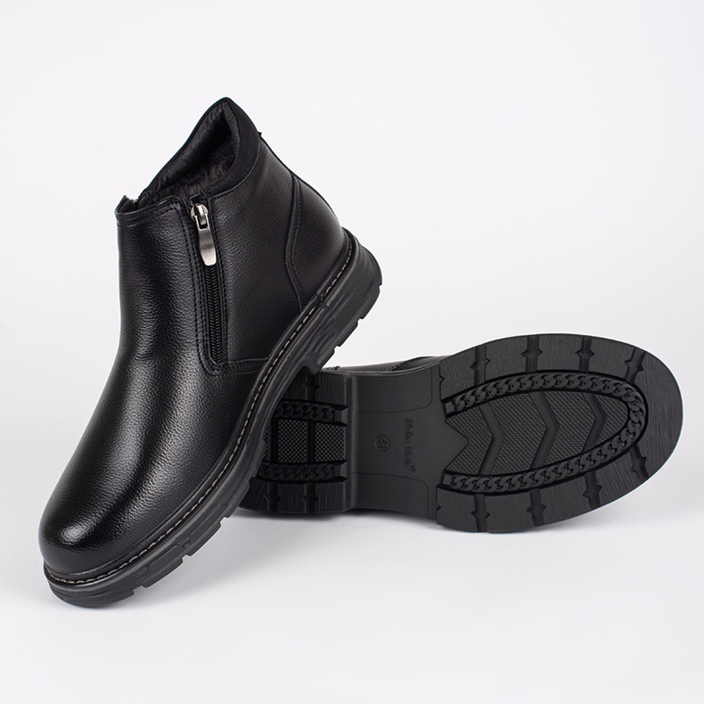 Czarne zimowe botki męskie ocieplane 2