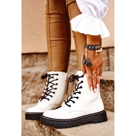 S.Barski Botki Damskie Trapery Białe Kognito 1