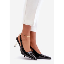 Lakierowane Szpilki Z Odkrytą Piętą Czarne Filona 1