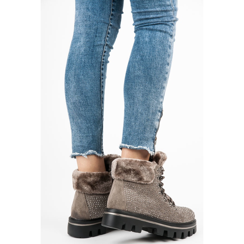 Kylie Stylowe botki z protektorem brązowe 1