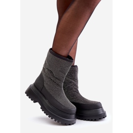 Zdobione Śniegowce Na Platformie I Płaskim Obcasie Czarne Avivina 1