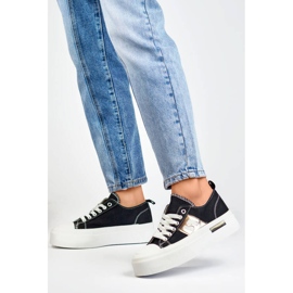 Trampki niskie na grubej podeszwie czarne LY100B 1