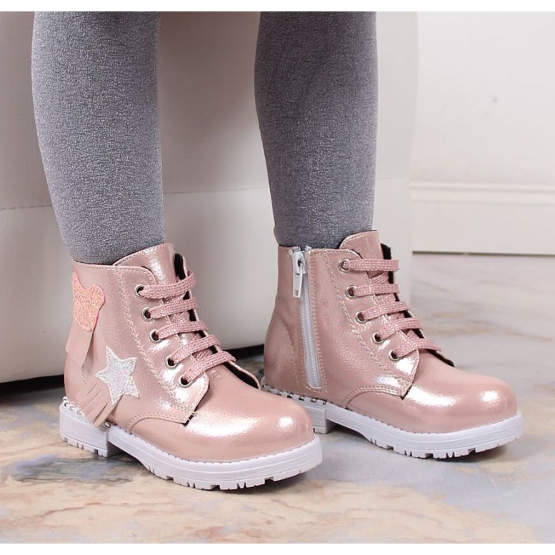 Botki połyskujące ocieplane Potocki W WOL121B różowe 1