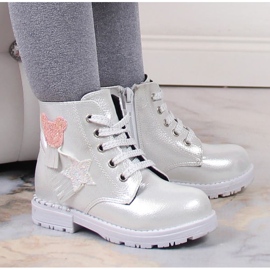 Botki połyskujące ocieplane Potocki Jr WOL121C srebrny 1