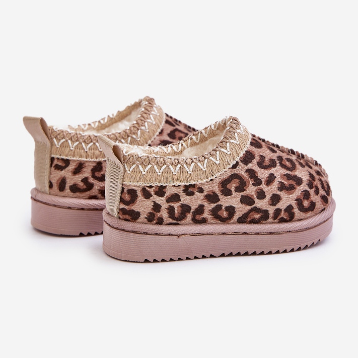 Śniegowce Botki Dziecięce W Panterkę Na Platformie Ocieplane Futerkiem Brązowe Vilabria beżowy 1