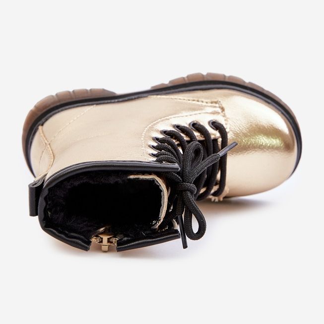 Ocieplane Botki Dziewczęce Lakierowane Na Zamek Złote Novita złoty 2