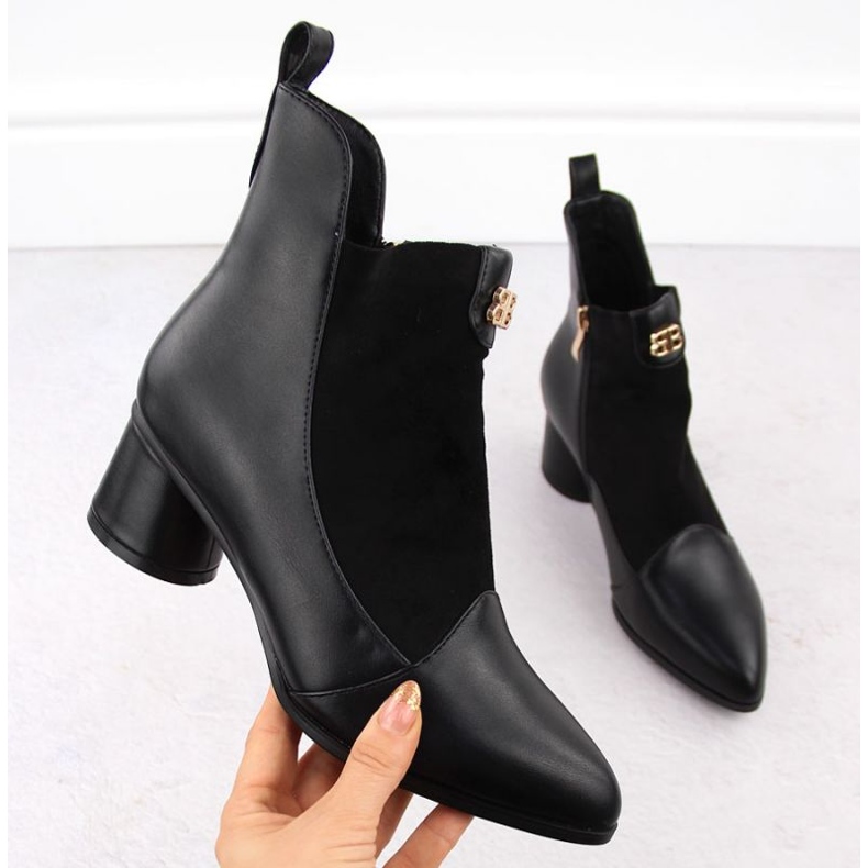 Botki na obcasie D&A S.Barski Premium Collection W OLI232A czarne 2