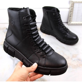 Komfortowe botki na platformie ocieplane Rieker W RKR493A czarne 1