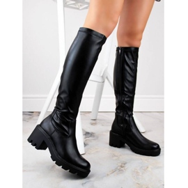 Kozaki Potocki na słupku i platformie W SZ12267 WOL196 czarne 1