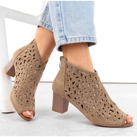 Zamszowe botki Jezzi W JEZ428 jasny brąz 2