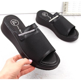 Skórzane klapki na koturnie Filippo W PAW538A czarne 1