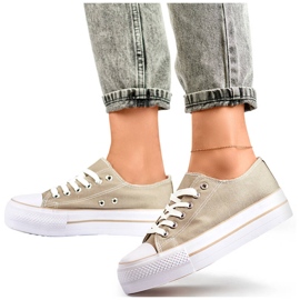 Trampki damskie niskie na platformie szare QY832-36D.G 1