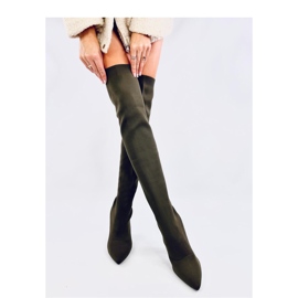 Muszkieterki na obcasie elastyczne zielone 2