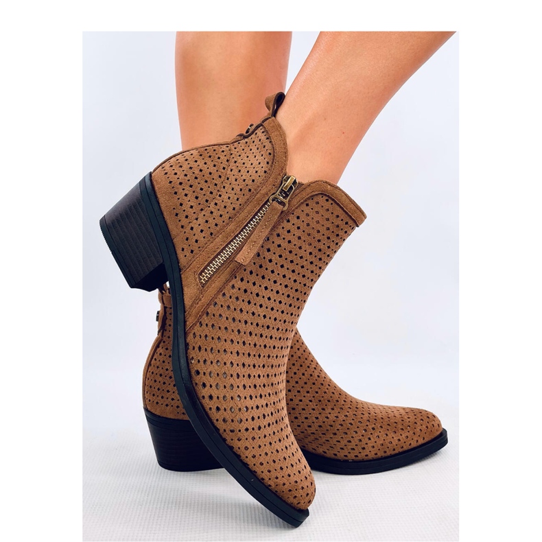 Botki ażurowe kowbojki Khaki brązowe 1