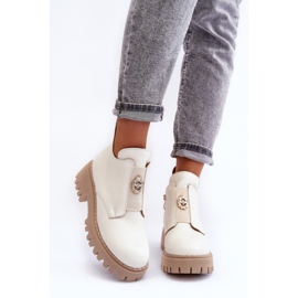 Botki z Ozdobą Lemar 600451 beżowy 2