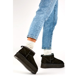 Śniegowce Damskie Ocieplane Eko-Futrem YU9001B czarne 1