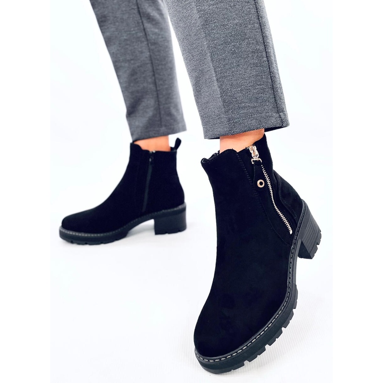 Botki na protektorze Linea Black czarne 2