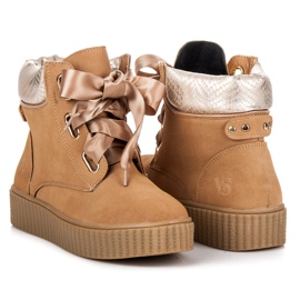 Vices Wiązane botki creepersy brązowe 2