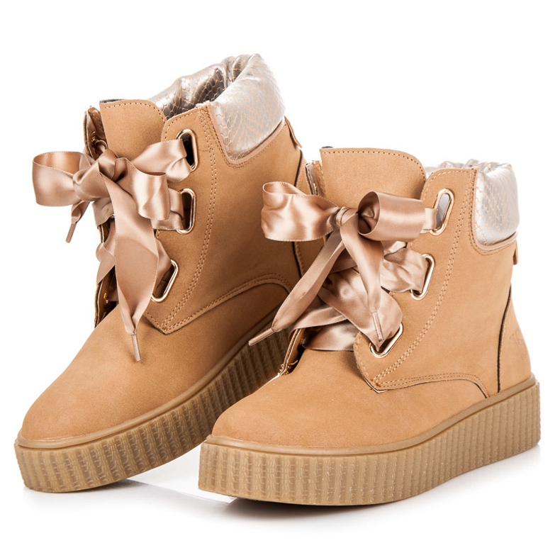 Vices Wiązane botki creepersy brązowe 1