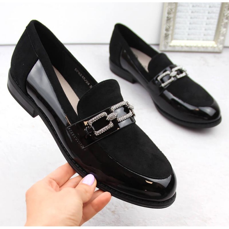 Półbuty z cyrkoniami Filippo W PAW544 czarne 1