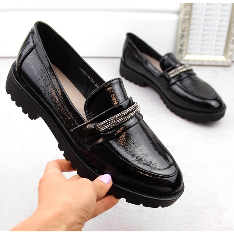 Lakierowane półbuty z cyrkoniami Filippo W PAW545 czarne 1