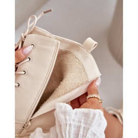 Ocieplane botki damskie workery z przypinkami beżowe beżowy 2