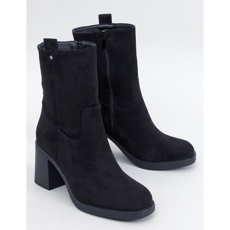 Botki na szerokim obcasie Salifi Black czarne 1