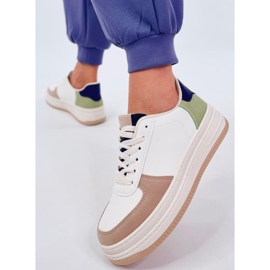 Sneakersy damskie sportowe białe-khaki 1