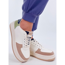 Sneakersy damskie sportowe białe-khaki 4