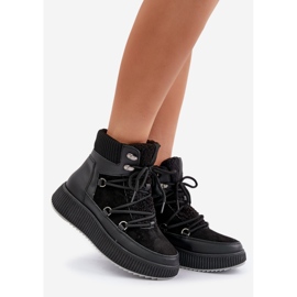 Niskie Śniegowce Damskie Na Platformie Czarne 1