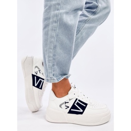 Sneakersy damskie na platformie biało-czarne białe 2